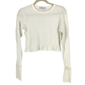 Daydreamer White Waffle Knit Long Sleeve Knit Top XS